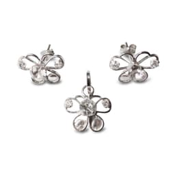 Set Aros y Colgante Mariposa Calada Circones Plata Fina 925 Blanco TALLA UNICA