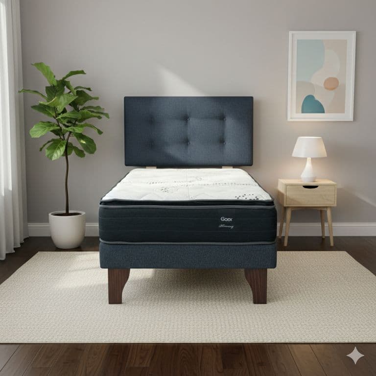 Cama Europea 1 Plaza 200 Plus Respaldo Berna