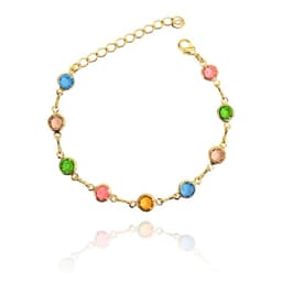Pulsera 9 Cristales Colores Enchapado Oro 18K Multicolor TALLA UNICA