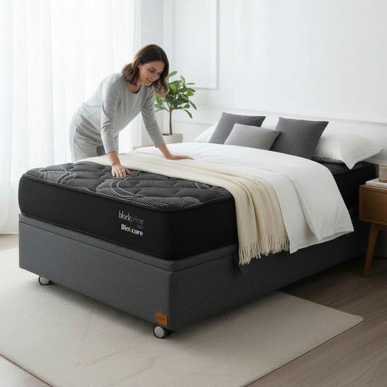 Cama Baul 1.5 Plaza L190 cm + Colchon Black Prime - Modelo Uno / Rueda Pyton (Gris)