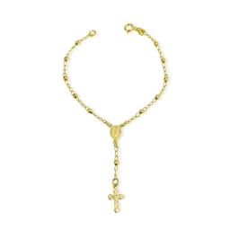 Pulsera Denario Virgen Rayos Cruz Cristo Bolitas Enchapado Oro 18K Dorado TALLA UNICA
