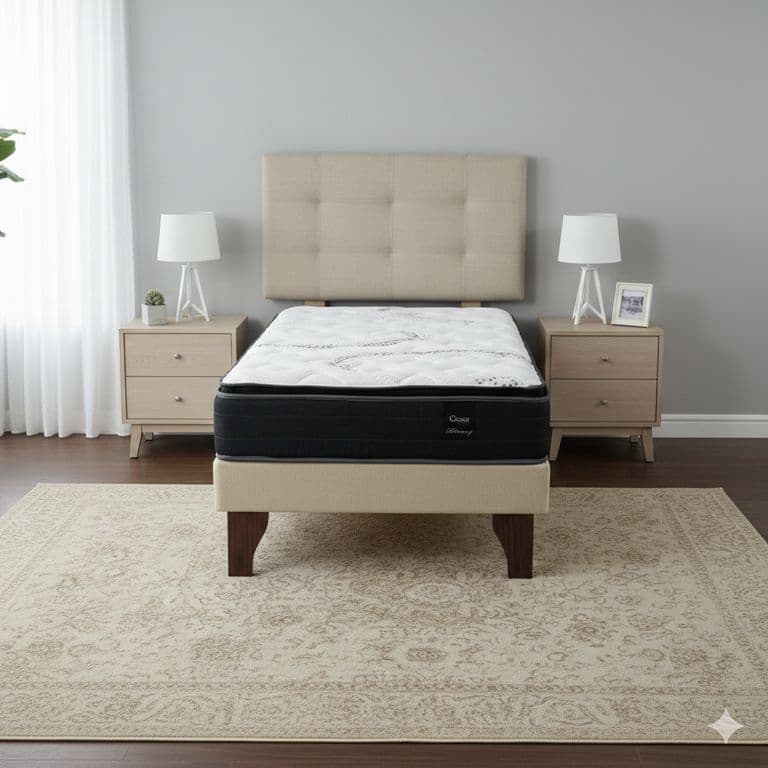 Cama Europea 1 Plaza 190 Plus Respaldo Ginebra