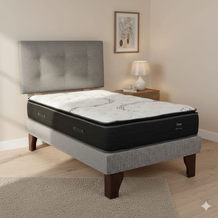 Cama Europea 1.5 Plaza 190 Plus Respaldo Berna