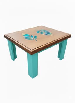 Mesa de centro cafe -turquesa con resina