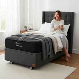 Cama Baul 1 Plaza L200 cm + Colchon Black Prime - Modelo Uno + Respaldo / Rueda Deluxe (Gris)