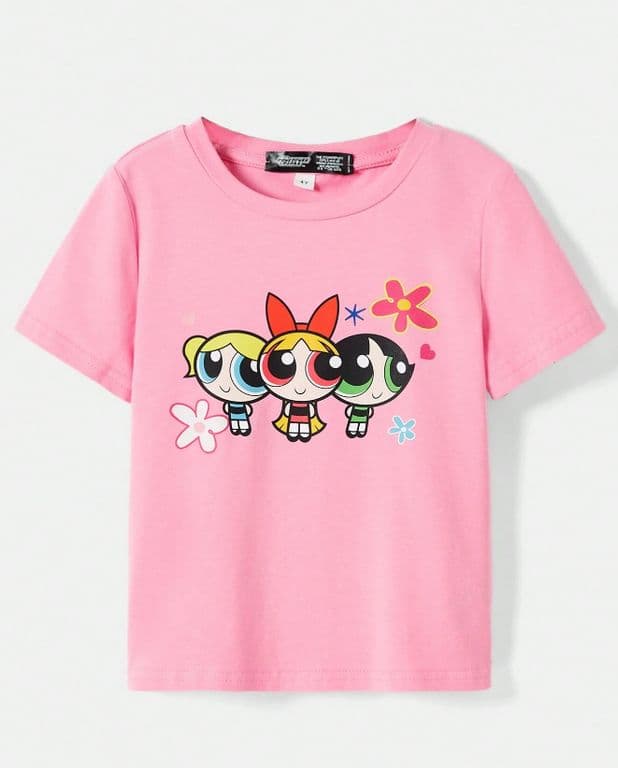 Camiseta Infantil Dibujos Animados Rosa con Diseno Animado Rosa 7 ANOS