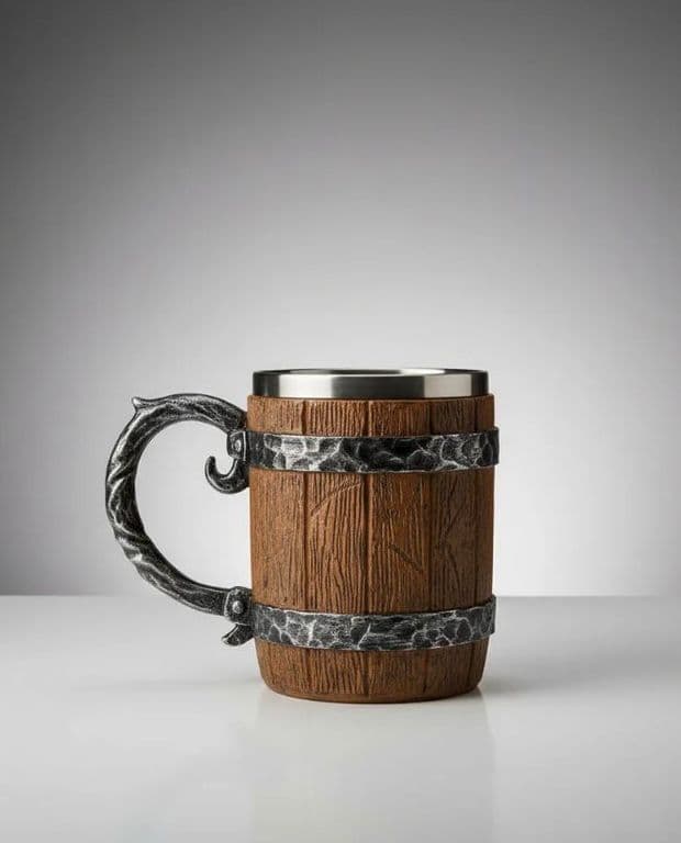 Taza Diseno Medieval Vanguiardista Acero Inoxidable
