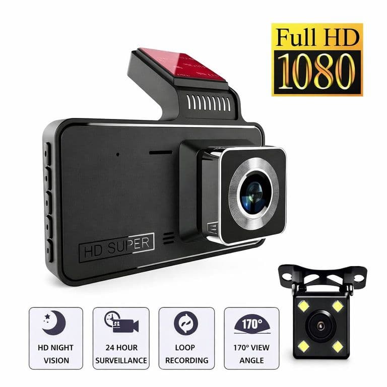 Camara Frontal Y Retroceso Auto Seguridad Nocturna Full Hd