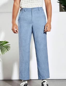 Pantalon Recto Hombre Tela Tejida Celeste Celeste XL