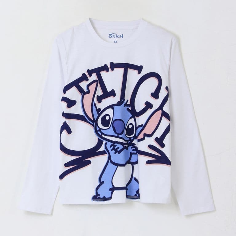 Polera Manga Larga Nina Lilo & Stitch Blanco Blanco 12