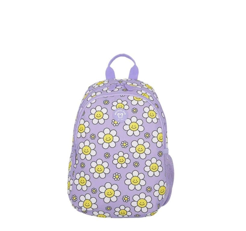 Mochila Escolar Infantil Homeschool Floreada Violeta