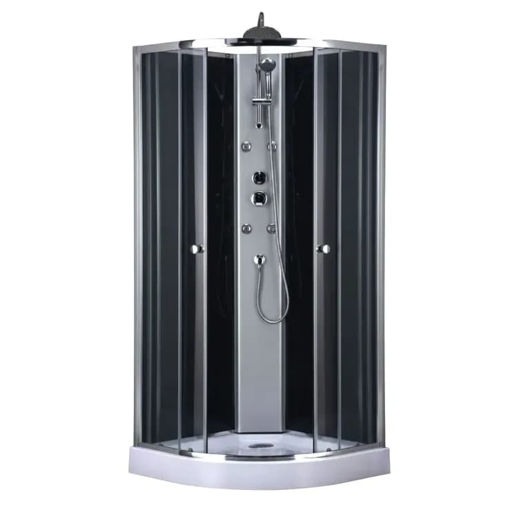 Cabina de Ducha Neptuno Black 90x90x205cm, diseno curvo