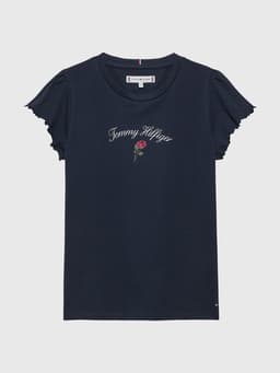 Polera Con Logo Script Grafico De Nina Azul Azul 2
