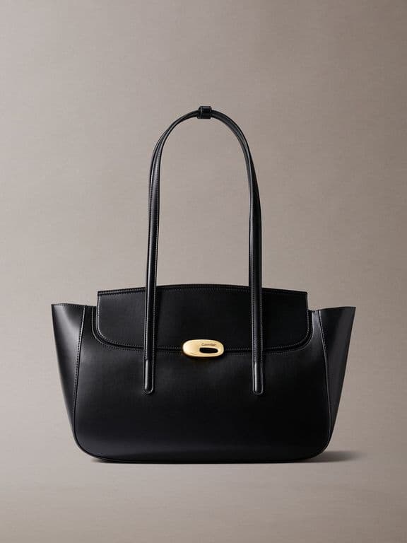 Cartera Tote Con Solapa Superior Negro Negro TALLA UNICA