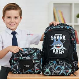 Mochila Escolar Kit Con Estuche y Lonchera 45 cm Tela Oxford Baby Shark Nino Multicolor TALLA UNICA