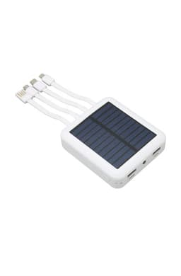 Power Bank Solar 10000mah Carga 4 En 1 Multi Conectores Blanco