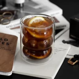 Set de 4 Vasos Bajos de Vidrio Doble Pared Diseno con Ondas
