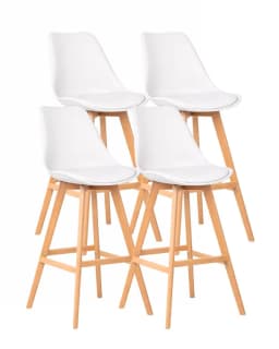 PACK 4 TABURETES TULIP ACOLCHADO 76 CM Blanco