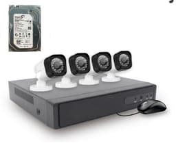 Kit Cctv 4 Camaras Seguridad + Disco Duro 1 Terabyte Instalado en DVR HD 720P