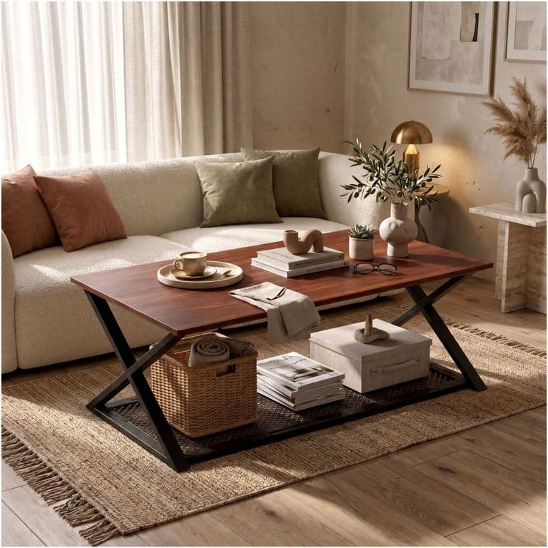 Mesa De Centro Minimalista Con Cubierta De Melamina 60x120cm