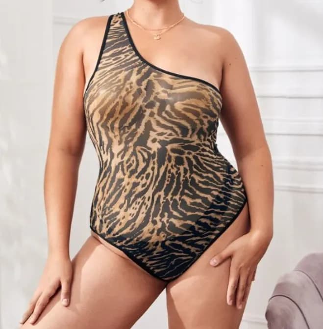 Body Animal Print Asimetrico Salvaje Multicolor 3XL