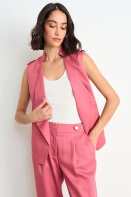 Tapado Liso Sin Mangas Mujer Rosa Coral Rosa 40