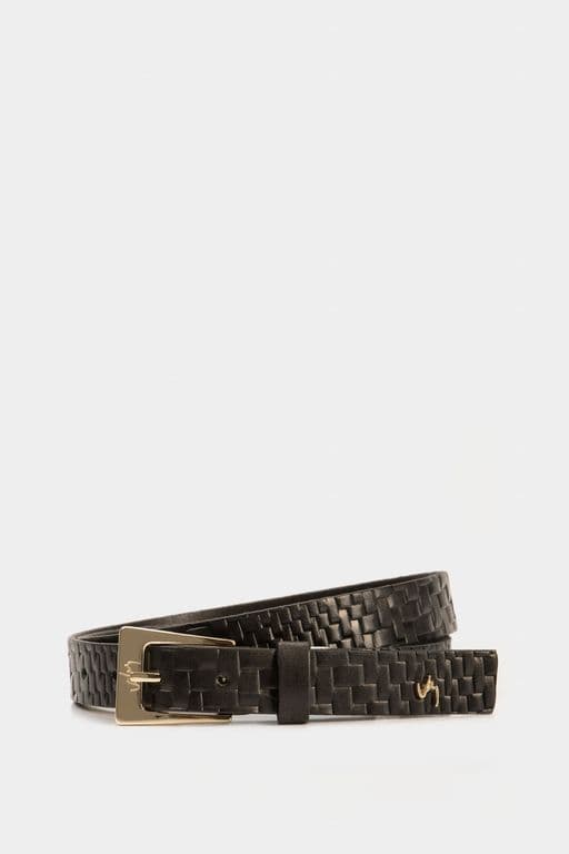 Velez Cinturon Unifaz Butan De Cuero Textura Artesanal Negro Negro S