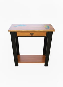 MESA ARRIMO CAFE NEGRO CON GRABADO RESINA MARINO