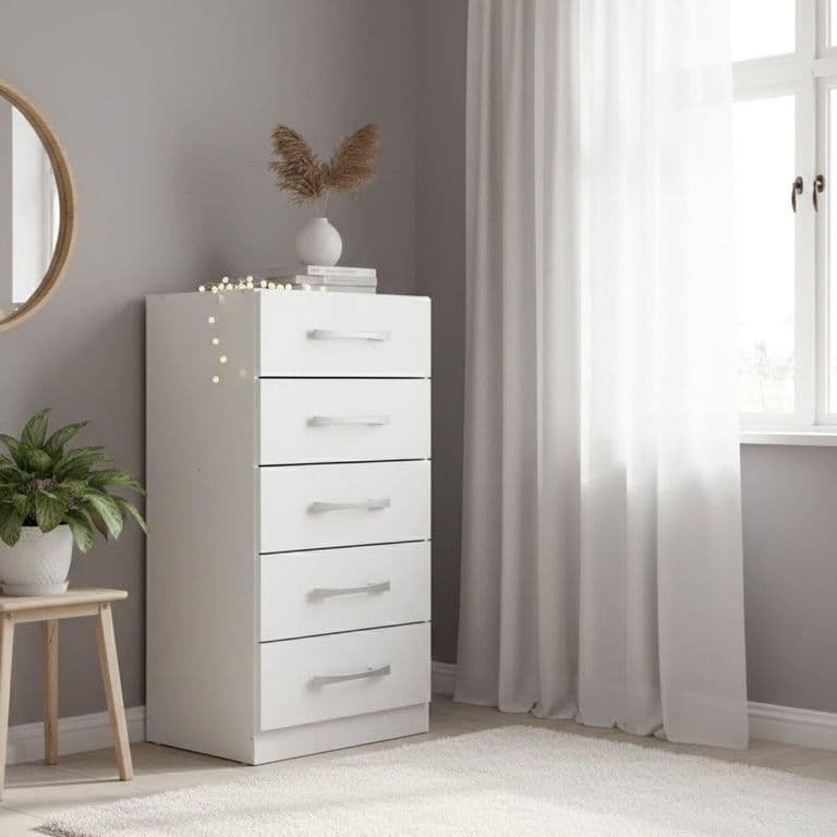 Comoda 5 cajones 91x46x35blanco blanco rb05