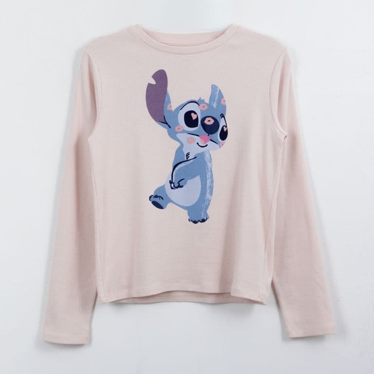 Polera Manga Larga Nina Kisses Lilo & Stitch Rosado Rosa 12