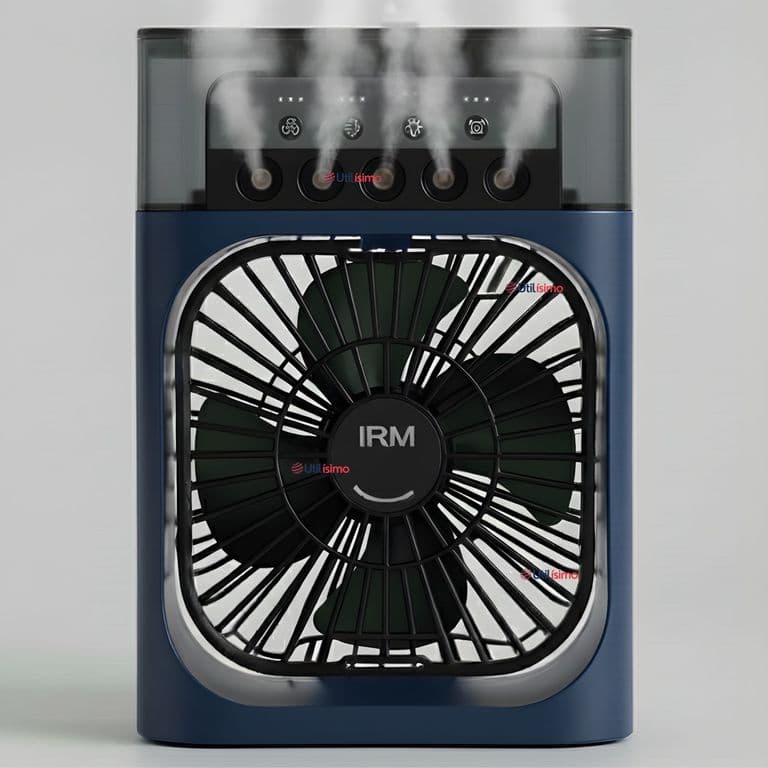 Climatizador Portatil Frio 4 en 1 Ventilador Humificador Enfriador Lampara LED USB Azul