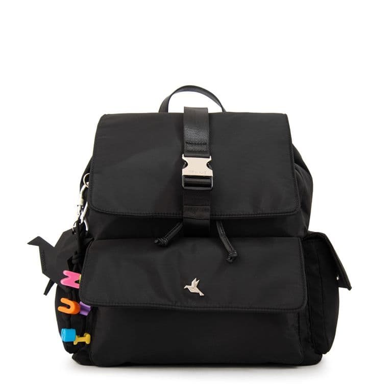 Mochila con tapa melania mediana negro Negro TALLA UNICA