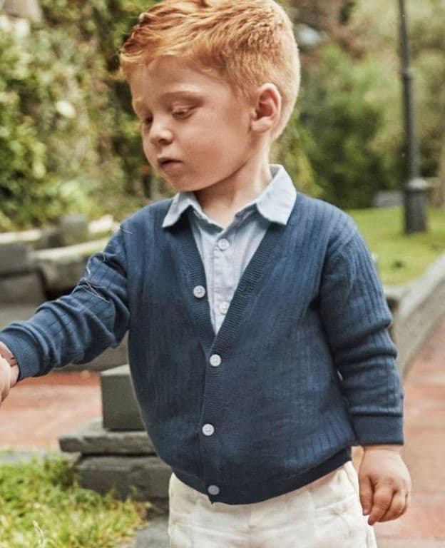 Cardigan tricot estructura bebe nino Azul 4 ANOS