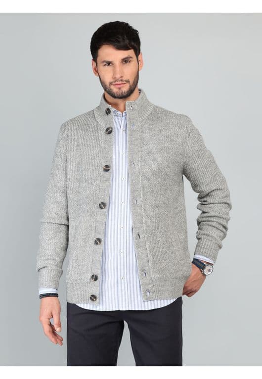 Cardigan Cuello Alto Regular Fit Gris Gris S