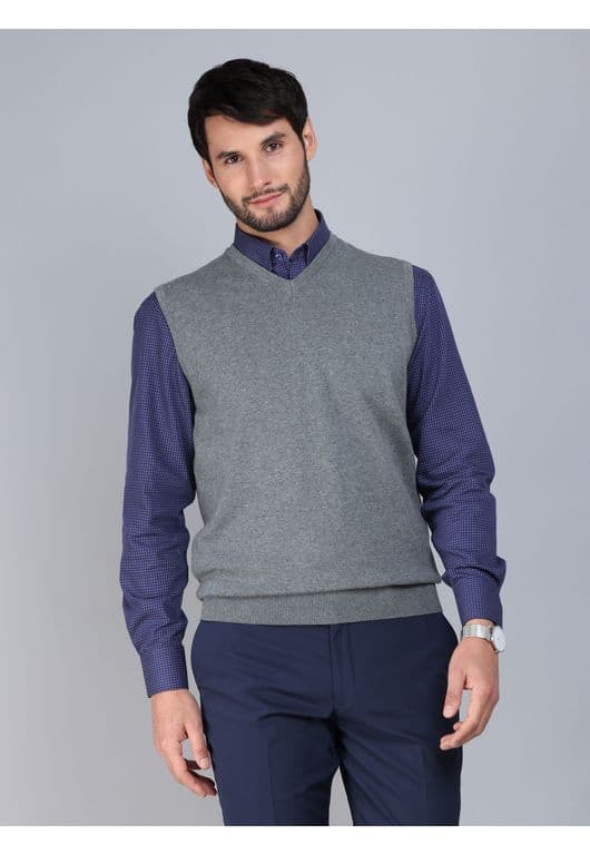 Sweater Sin Mangas Regular Fit Gris Gris S