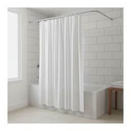 Cortina de Ducha Blanca 100% Poliester con Tratamiento Impermeable - Incluye Ganchos
