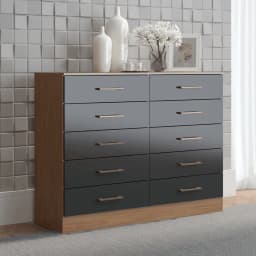Comoda 10 Cajones 117x92x40 cm Negra
