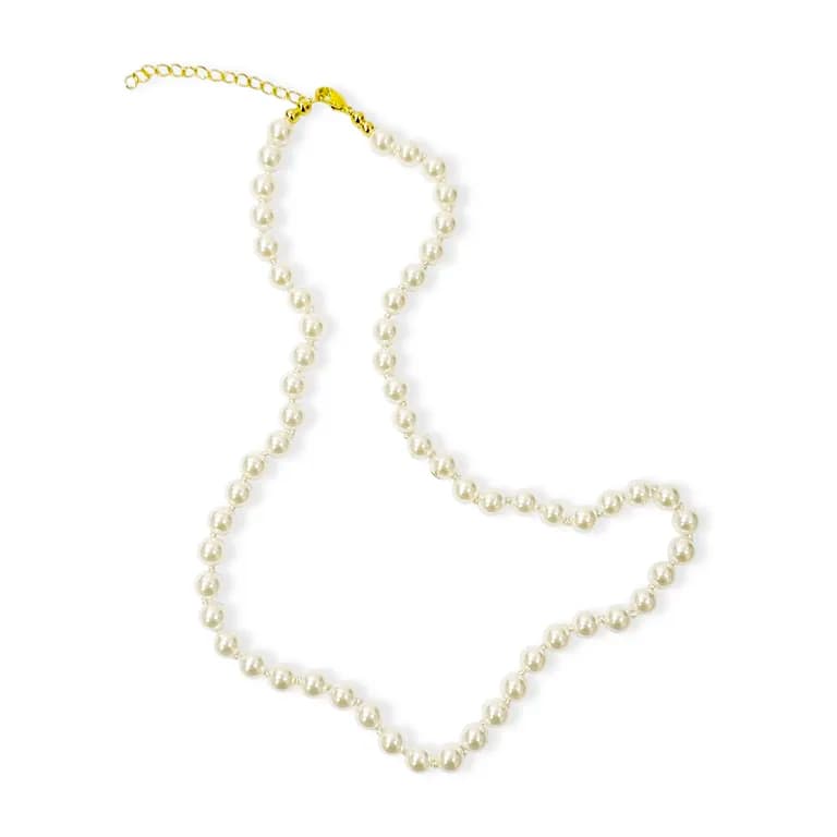 Collar Perlas Shellpearl Nudo 6mm Enchapado Oro 18K Blanco TALLA UNICA