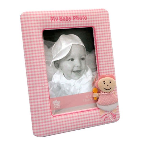 Marco de tela infantil con Aplique Rosa 10x15 cm Rosado