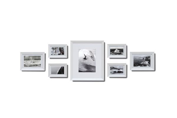 Marco Set 7 unidades madera 4 10x15 - 2 13x18 - 1 24x30 Blanco