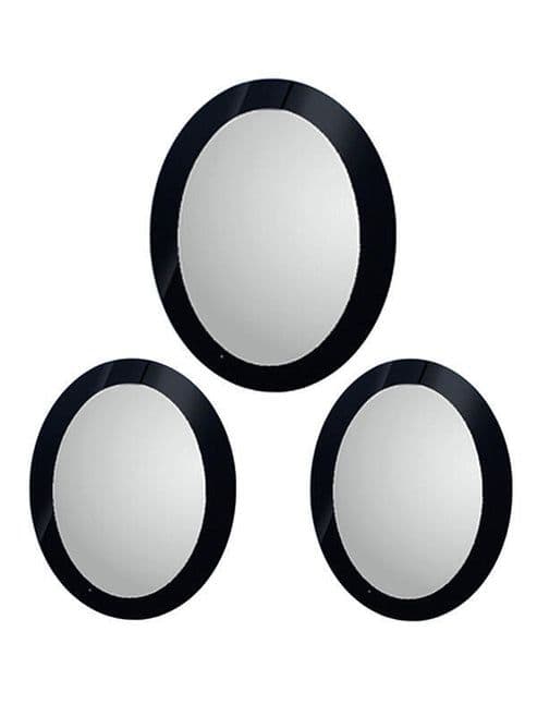 Espejo decorativo negro para colgar en Set de 3 ovalados