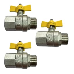 Llaves Paso Gas tres Cuartos Hi-he Mariposa X3 Certificada Sec