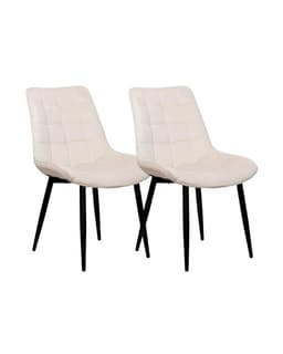 Pack de 2 Silla Comedor Terciopelo Cuadros Beige