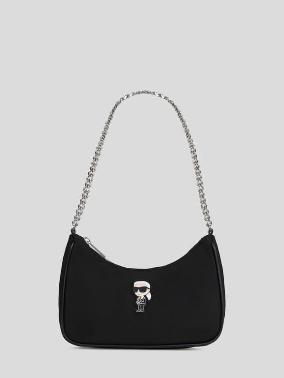 Cartera de hombro de nailon con aplique Ikon Negro Negro TALLA UNICA