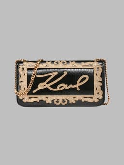 Cartera de hombro con logo bordado y cadena metalica Dorado Dorado TALLA UNICA