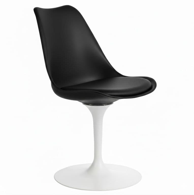 Silla Tulip Iron Con Pedestal Blanco Negro