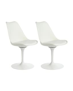 Pack 2 Sillas Tulip Iron Con Pedestal Blanco Blanco