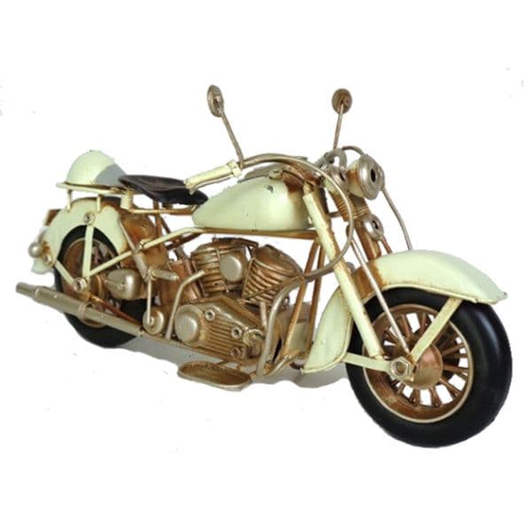 Adorno Moto vintage metalica Blanco