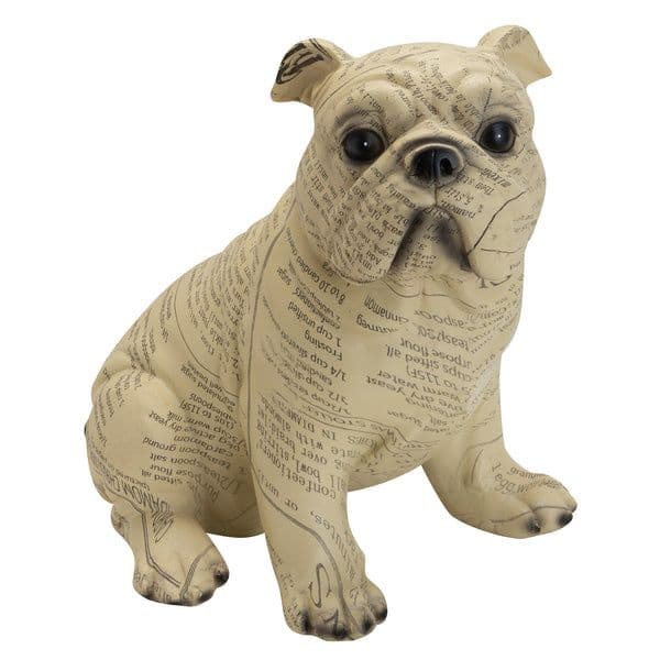 Adorno resina perro diario 23x17x22 cm. Crema