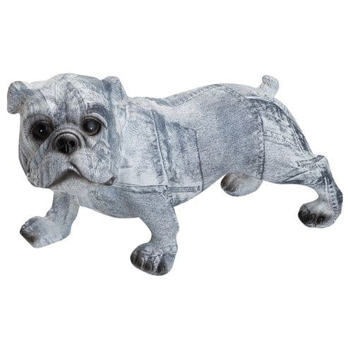 Adorno resina perro jean 26x13x13 cm. Azul